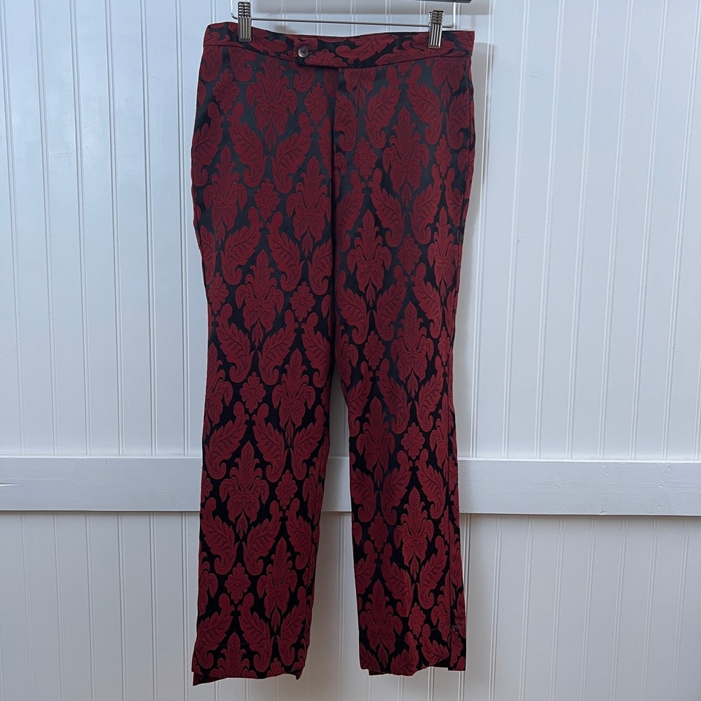 Vtg Pants Red Damask Whimsigoth Vamp Velvet Chino Dark Academia Brocade Women S